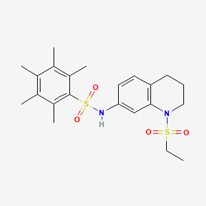 molecular formula C22H30N2O4S2 B2791791 N-[1-(ethanesulfonyl)-1,2,3,4-tetrahydroquinolin-7-yl]-2,3,4,5,6-pentamethylbenzene-1-sulfonamide CAS No. 946227-34-5