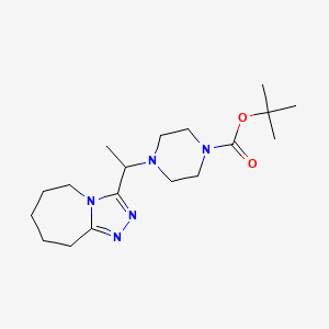 molecular formula C18H31N5O2 B2791812 tert-butyl 4-[1-(6,7,8,9-tetrahydro-5H-[1,2,4]triazolo[4,3-a]azepin-3-yl)ethyl]piperazine-1-carboxylate CAS No. 1524716-92-4