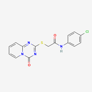 molecular formula C15H11ClN4O2S B2791921 N-(4-chlorophenyl)-2-({4-oxo-4H-pyrido[1,2-a][1,3,5]triazin-2-yl}sulfanyl)acetamide CAS No. 896333-24-7