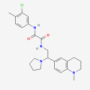 molecular formula C25H31ClN4O2 B2792027 N'-(3-chloro-4-methylphenyl)-N-[2-(1-methyl-1,2,3,4-tetrahydroquinolin-6-yl)-2-(pyrrolidin-1-yl)ethyl]ethanediamide CAS No. 922119-97-9