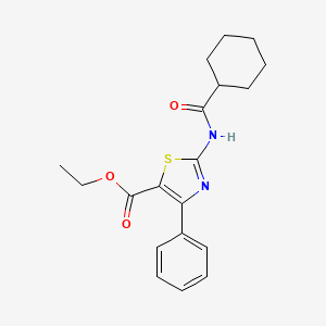 molecular formula C19H22N2O3S B2792071 ethyl 2-cyclohexaneamido-4-phenyl-1,3-thiazole-5-carboxylate CAS No. 392245-16-8