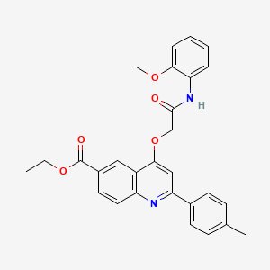 molecular formula C28H26N2O5 B2792084 ethyl 4-{[(2-methoxyphenyl)carbamoyl]methoxy}-2-(4-methylphenyl)quinoline-6-carboxylate CAS No. 1114871-39-4