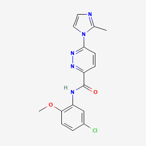 molecular formula C16H14ClN5O2 B2792092 N-(5-chloro-2-methoxyphenyl)-6-(2-methyl-1H-imidazol-1-yl)pyridazine-3-carboxamide CAS No. 1396810-17-5