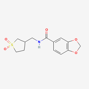 molecular formula C13H15NO5S B2792129 N-[(1,1-dioxo-1lambda6-thiolan-3-yl)methyl]-2H-1,3-benzodioxole-5-carboxamide CAS No. 1223198-91-1