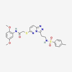 molecular formula C24H26N6O5S2 B2792140 N-(2,5-Dimethoxyphenyl)-2-({3-[2-(4-methylbenzenesulfonamido)ethyl]-[1,2,4]triazolo[4,3-B]pyridazin-6-YL}sulfanyl)acetamide CAS No. 872997-92-7