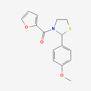molecular formula C15H15NO3S B2792153 Furan-2-yl(2-(4-methoxyphenyl)thiazolidin-3-yl)methanone CAS No. 2034286-60-5