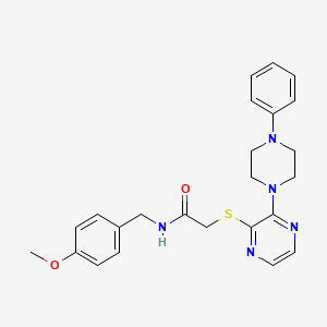molecular formula C24H27N5O2S B2792181 N-[(4-methoxyphenyl)methyl]-2-{[3-(4-phenylpiperazin-1-yl)pyrazin-2-yl]sulfanyl}acetamide CAS No. 1030087-76-3