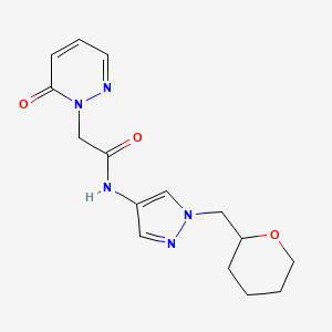 molecular formula C15H19N5O3 B2792207 N-{1-[(oxan-2-yl)methyl]-1H-pyrazol-4-yl}-2-(6-oxo-1,6-dihydropyridazin-1-yl)acetamide CAS No. 2034557-57-6