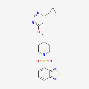 molecular formula C19H21N5O3S2 B2792219 4-((4-(((6-Cyclopropylpyrimidin-4-yl)oxy)methyl)piperidin-1-yl)sulfonyl)benzo[c][1,2,5]thiadiazole CAS No. 2319852-08-7