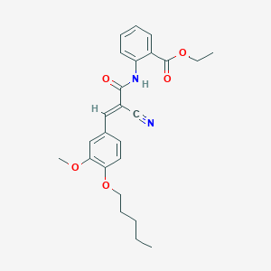 molecular formula C25H28N2O5 B2792223 ethyl 2-{2-cyano-3-[3-methoxy-4-(pentyloxy)phenyl]prop-2-enamido}benzoate CAS No. 379714-51-9