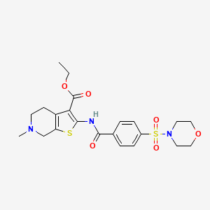 molecular formula C22H27N3O6S2 B2792255 ethyl 6-methyl-2-[4-(morpholine-4-sulfonyl)benzamido]-4H,5H,6H,7H-thieno[2,3-c]pyridine-3-carboxylate CAS No. 449766-99-8