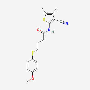 molecular formula C18H20N2O2S2 B2792256 N-(3-cyano-4,5-dimethylthiophen-2-yl)-4-((4-methoxyphenyl)thio)butanamide CAS No. 941877-86-7
