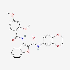 molecular formula C26H22N2O7 B2792284 N-(2,3-dihydro-1,4-benzodioxin-6-yl)-3-(2,4-dimethoxybenzamido)-1-benzofuran-2-carboxamide CAS No. 872613-27-9