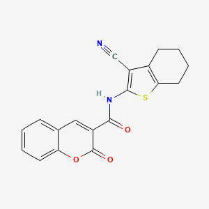 molecular formula C19H14N2O3S B2792291 N-(3-cyano-4,5,6,7-tetrahydro-1-benzothiophen-2-yl)-2-oxo-2H-chromene-3-carboxamide CAS No. 348621-77-2
