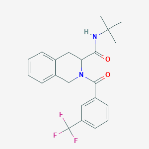 molecular formula C22H23F3N2O2 B2792295 N-tert-butyl-2-[3-(trifluoromethyl)benzoyl]-1,2,3,4-tetrahydroisoquinoline-3-carboxamide CAS No. 318256-36-9