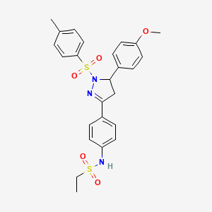 molecular formula C25H27N3O5S2 B2792301 N-(4-(5-(4-methoxyphenyl)-1-tosyl-4,5-dihydro-1H-pyrazol-3-yl)phenyl)ethanesulfonamide CAS No. 851781-54-9