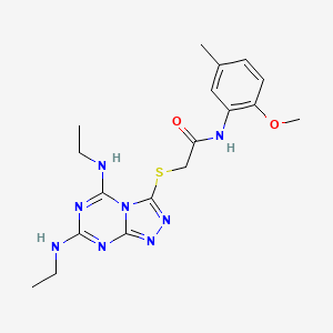 2-((5,7-bis(ethylamino)-[1,2,4]triazolo[4,3-a][1,3,5]triazin-3-yl)thio)-N-(2-methoxy-5-methylphenyl)acetamide