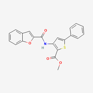 molecular formula C21H15NO4S B2792335 methyl 3-(1-benzofuran-2-amido)-5-phenylthiophene-2-carboxylate CAS No. 923413-49-4