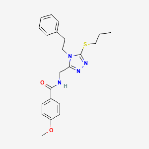 4-methoxy-N-((4-phenethyl-5-(propylthio)-4H-1,2,4-triazol-3-yl)methyl)benzamide