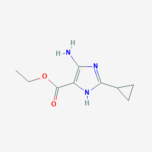 molecular formula C9H13N3O2 B2792353 ethyl 5-amino-2-cyclopropyl-1H-imidazole-4-carboxylate CAS No. 2111706-43-3