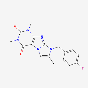 molecular formula C17H16FN5O2 B2792390 8-(4-fluorobenzyl)-1,3,7-trimethyl-1H-imidazo[2,1-f]purine-2,4(3H,8H)-dione CAS No. 869344-91-2