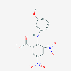 molecular formula C14H11N3O7 B2792410 2-[(3-Methoxyphenyl)amino]-3,5-dinitrobenzoic acid CAS No. 65462-58-0