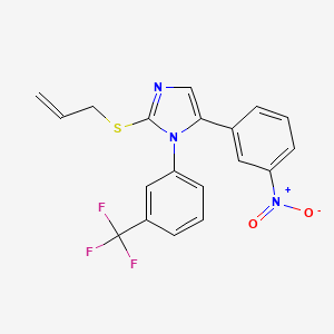 molecular formula C19H14F3N3O2S B2792414 2-(allylthio)-5-(3-nitrophenyl)-1-(3-(trifluoromethyl)phenyl)-1H-imidazole CAS No. 1226456-11-6