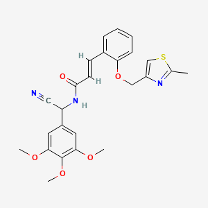 molecular formula C25H25N3O5S B2792415 (E)-N-[cyano-(3,4,5-trimethoxyphenyl)methyl]-3-[2-[(2-methyl-1,3-thiazol-4-yl)methoxy]phenyl]prop-2-enamide CAS No. 1241694-90-5