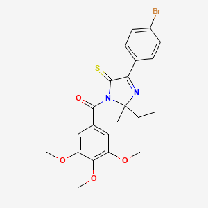 (4-(4-bromophenyl)-2-ethyl-2-methyl-5-thioxo-2,5-dihydro-1H-imidazol-1-yl)(3,4,5-trimethoxyphenyl)methanone