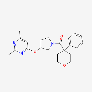 2,4-Dimethyl-6-{[1-(4-phenyloxane-4-carbonyl)pyrrolidin-3-yl]oxy}pyrimidine