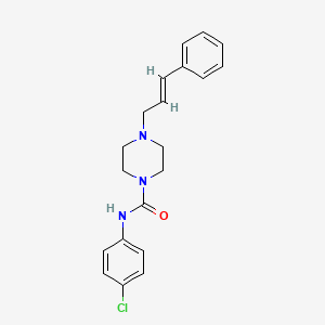molecular formula C20H22ClN3O B2792478 N-(4-chlorophenyl)-4-[(2E)-3-phenylprop-2-en-1-yl]piperazine-1-carboxamide CAS No. 401636-59-7