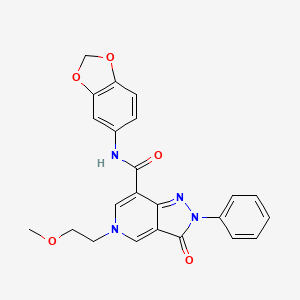 molecular formula C23H20N4O5 B2792491 N-(benzo[d][1,3]dioxol-5-yl)-5-(2-methoxyethyl)-3-oxo-2-phenyl-3,5-dihydro-2H-pyrazolo[4,3-c]pyridine-7-carboxamide CAS No. 921882-39-5