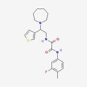 molecular formula C21H26FN3O2S B2792611 N'-[2-(azepan-1-yl)-2-(thiophen-3-yl)ethyl]-N-(3-fluoro-4-methylphenyl)ethanediamide CAS No. 946201-47-4