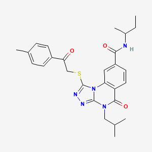 molecular formula C27H31N5O3S B2792634 N-(butan-2-yl)-1-{[2-(4-methylphenyl)-2-oxoethyl]sulfanyl}-4-(2-methylpropyl)-5-oxo-4H,5H-[1,2,4]triazolo[4,3-a]quinazoline-8-carboxamide CAS No. 1114830-51-1