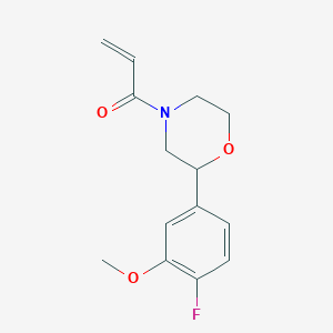 B2792641 1-[2-(4-Fluoro-3-methoxyphenyl)morpholin-4-yl]prop-2-en-1-one CAS No. 2361657-57-8