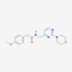 molecular formula C18H22N4O3 B2792689 2-(4-methoxyphenyl)-N-((2-morpholinopyrimidin-4-yl)methyl)acetamide CAS No. 1797081-86-7