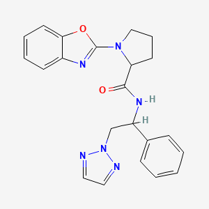molecular formula C22H22N6O2 B2792707 1-(1,3-benzoxazol-2-yl)-N-[1-phenyl-2-(2H-1,2,3-triazol-2-yl)ethyl]pyrrolidine-2-carboxamide CAS No. 2034206-57-8
