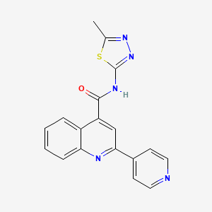 molecular formula C18H13N5OS B2792713 N-(5-methyl-1,3,4-thiadiazol-2-yl)-2-(pyridin-4-yl)quinoline-4-carboxamide CAS No. 881933-28-4