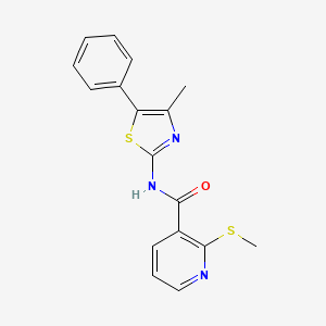 molecular formula C17H15N3OS2 B2792727 N-(4-methyl-5-phenyl-1,3-thiazol-2-yl)-2-(methylsulfanyl)pyridine-3-carboxamide CAS No. 1147743-04-1