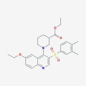 molecular formula C27H32N2O5S B2792746 ethyl 1-[3-(3,4-dimethylbenzenesulfonyl)-6-ethoxyquinolin-4-yl]piperidine-3-carboxylate CAS No. 897624-46-3