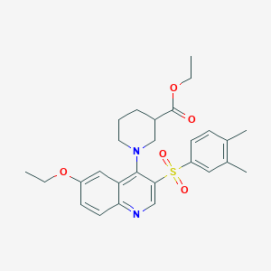 Ethyl 1-(3-((3,4-dimethylphenyl)sulfonyl)-6-ethoxyquinolin-4-yl)piperidine-3-carboxylate
