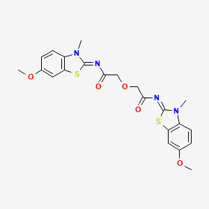 molecular formula C22H22N4O5S2 B2792748 N-[(2Z)-6-methoxy-3-methyl-2,3-dihydro-1,3-benzothiazol-2-ylidene]-2-({[(2Z)-6-methoxy-3-methyl-2,3-dihydro-1,3-benzothiazol-2-ylidene]carbamoyl}methoxy)acetamide CAS No. 850782-16-0