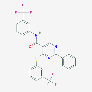 2-phenyl-N-[3-(trifluoromethyl)phenyl]-4-{[3-(trifluoromethyl)phenyl]sulfanyl}-5-pyrimidinecarboxamide