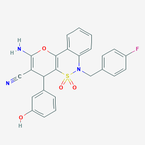2-Amino-6-(4-fluorobenzyl)-4-(3-hydroxyphenyl)-4,6-dihydropyrano[3,2-c][2,1]benzothiazine-3-carbonitrile 5,5-dioxide