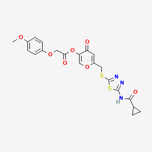 6-(((5-(cyclopropanecarboxamido)-1,3,4-thiadiazol-2-yl)thio)methyl)-4-oxo-4H-pyran-3-yl 2-(4-methoxyphenoxy)acetate