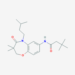 molecular formula C22H34N2O3 B2792772 N-(5-isopentyl-3,3-dimethyl-4-oxo-2,3,4,5-tetrahydrobenzo[b][1,4]oxazepin-7-yl)-3,3-dimethylbutanamide CAS No. 921843-25-6