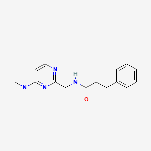 B2792776 N-((4-(dimethylamino)-6-methylpyrimidin-2-yl)methyl)-3-phenylpropanamide CAS No. 1797619-55-6