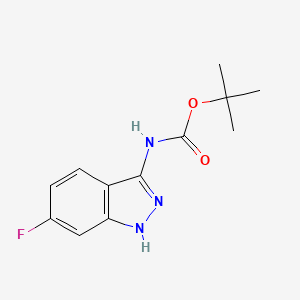 molecular formula C12H14FN3O2 B2792782 3-(Boc-amino)-6-fluoro-1H-indazole CAS No. 1176089-41-0; 21961-31-9