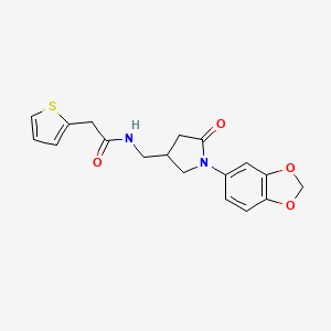 N-((1-(benzo[d][1,3]dioxol-5-yl)-5-oxopyrrolidin-3-yl)methyl)-2-(thiophen-2-yl)acetamide