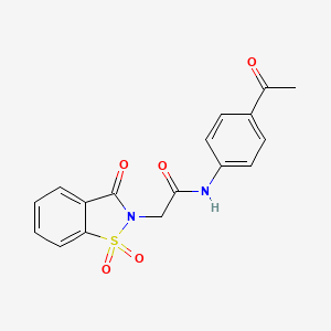 molecular formula C17H14N2O5S B2792795 N-(4-acetylphenyl)-2-(1,1,3-trioxo-1,2-benzothiazol-2-yl)acetamide CAS No. 436827-13-3